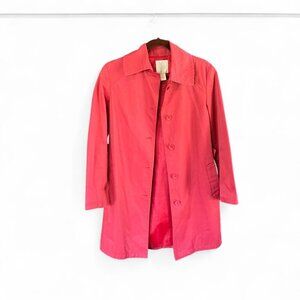 J.Jill Cotton Nylon Red Trench Coat size Small button up front side pockets
